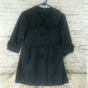 ❄️ black jacket small snap beaded buttons Aziz brand casual career coat